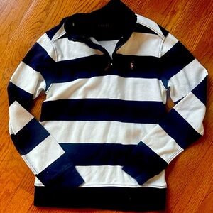 Polo Ralph Lauren Boys Quarter Zip - Sz M 10/12 - Rugby stripe EUC
